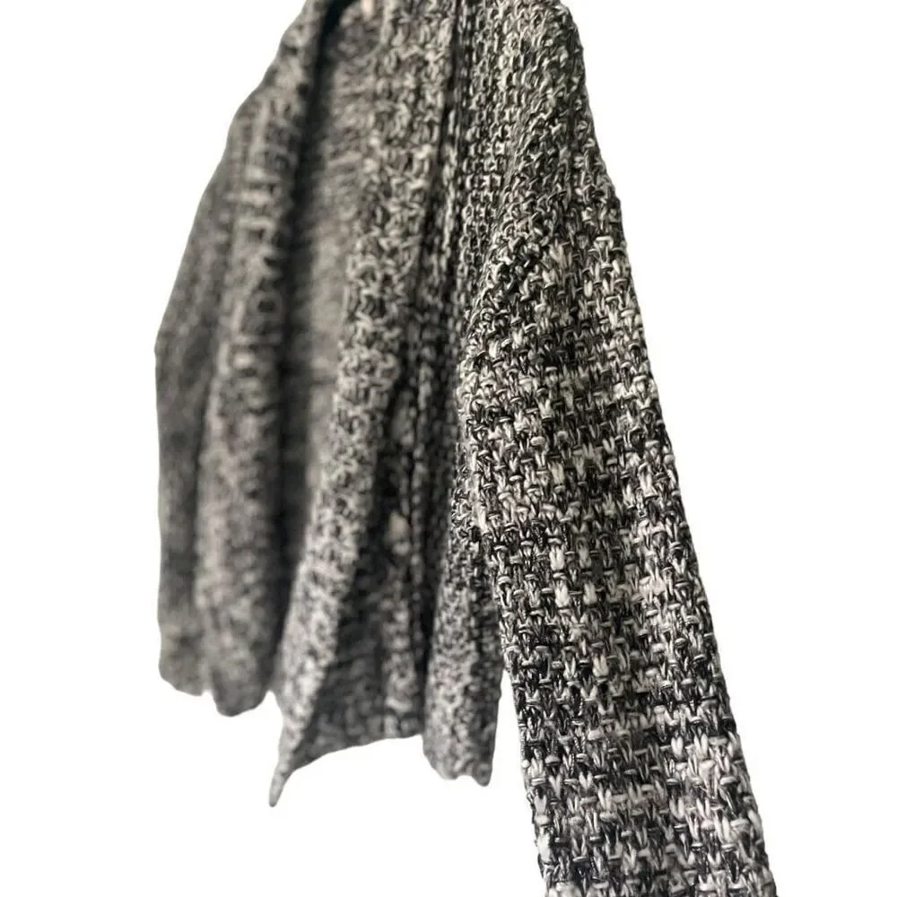 Moth Chunky Knit Cardigan Size Medium Black & White with Silver Metallic Thread